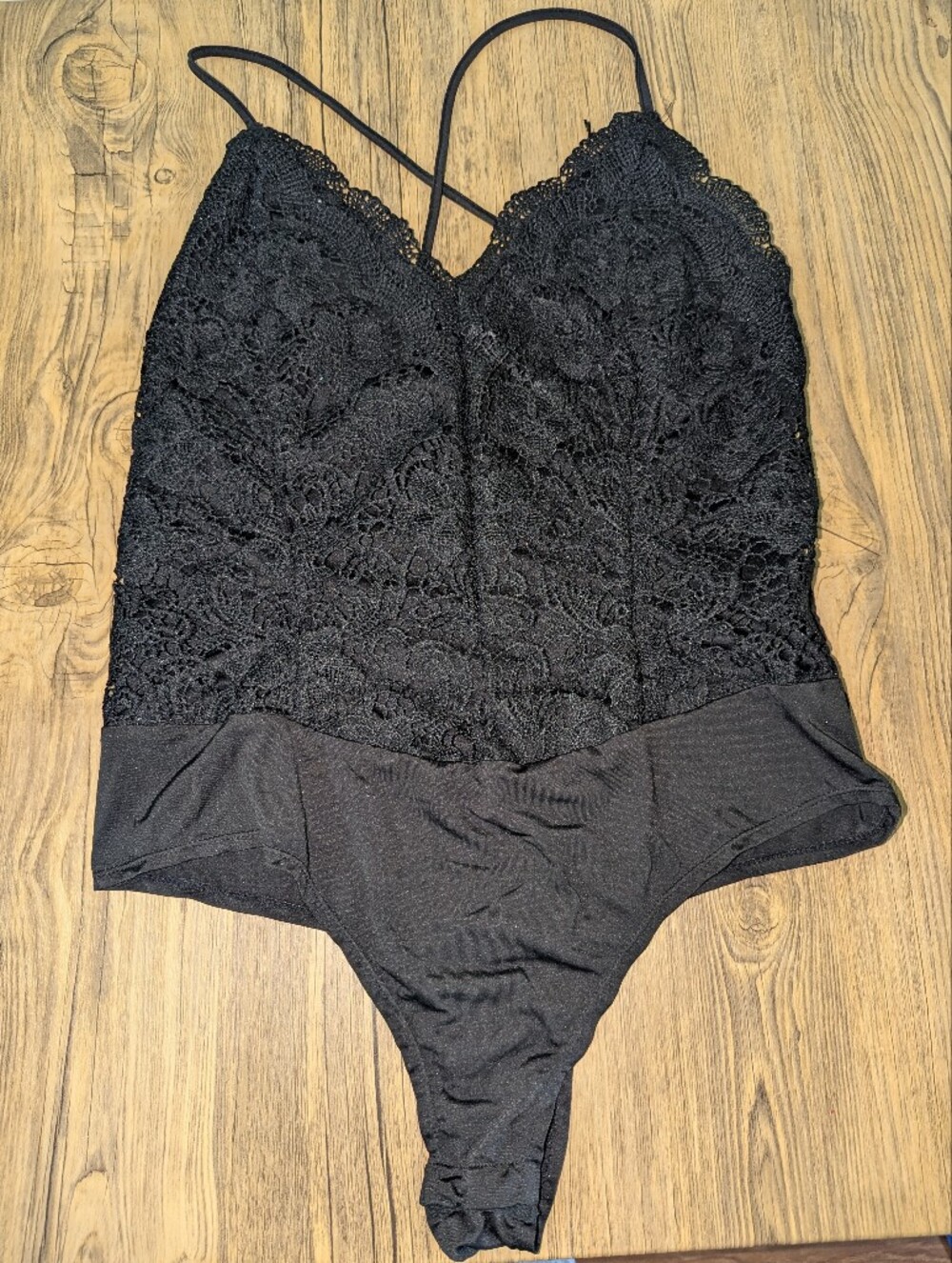 Women's Large LG Black Lace Bodysuit Sexy